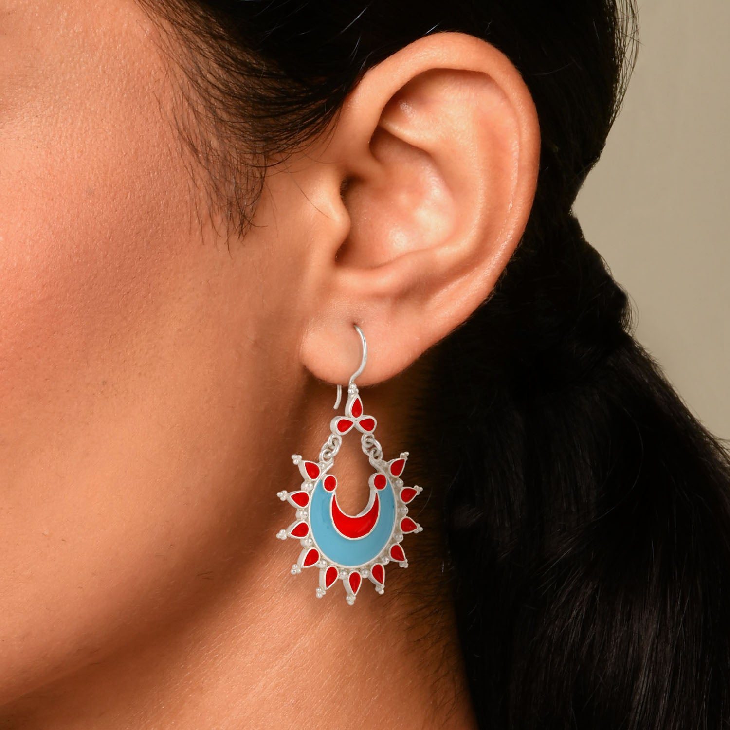 Chandrika Earrings Peach and Aqua