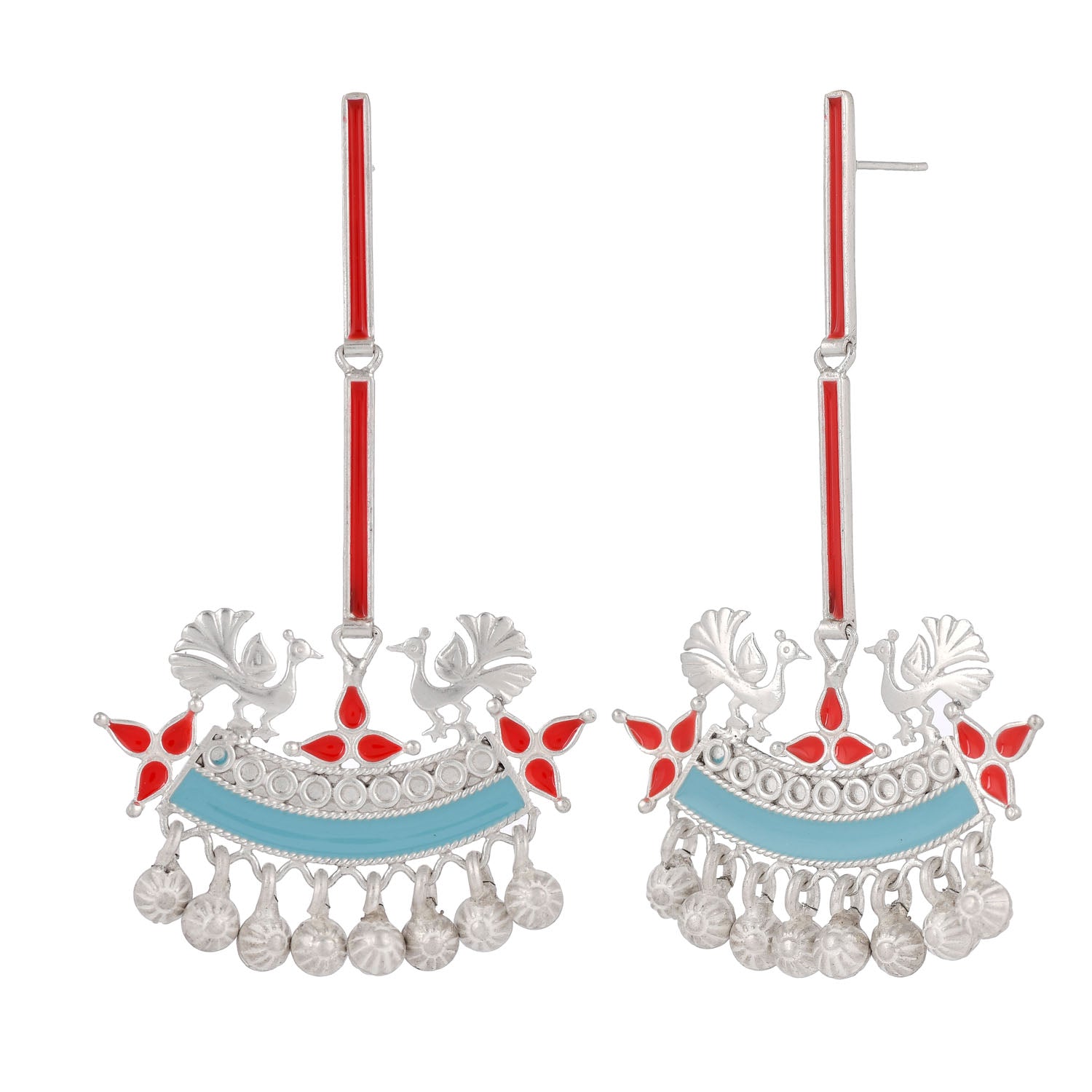 Peacock Swing Earrings Aqua