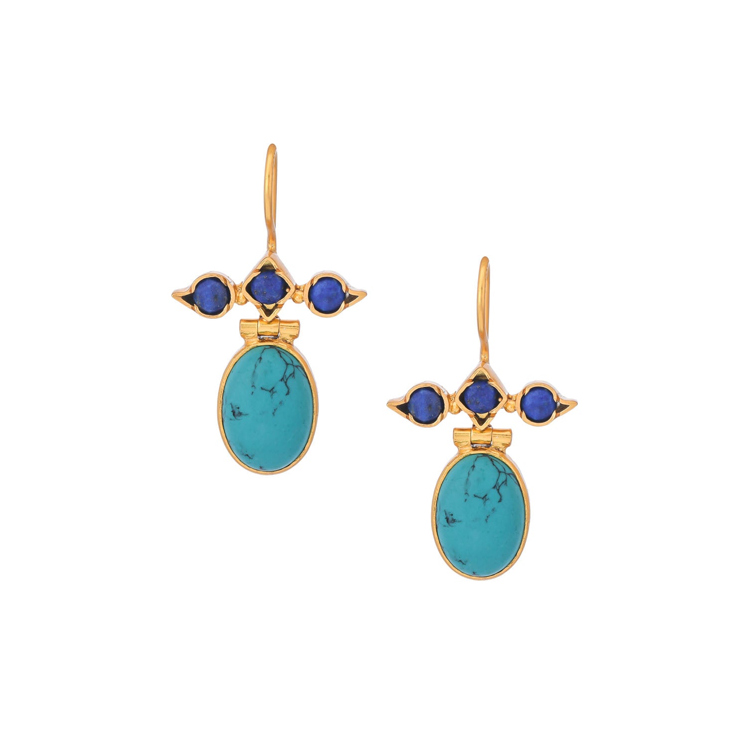 Aisha Earrings Turq Gold