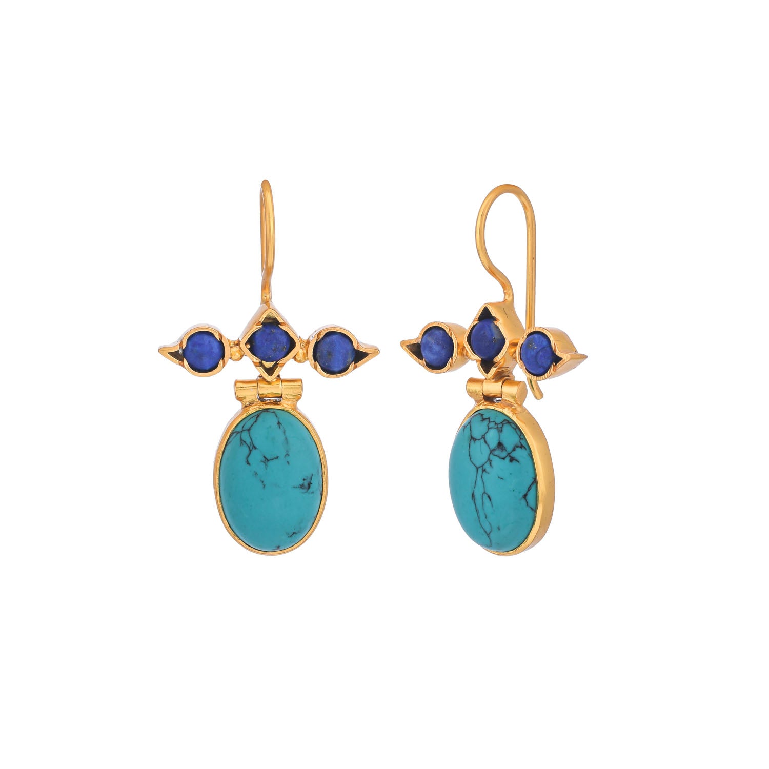 Aisha Earrings Turq Gold